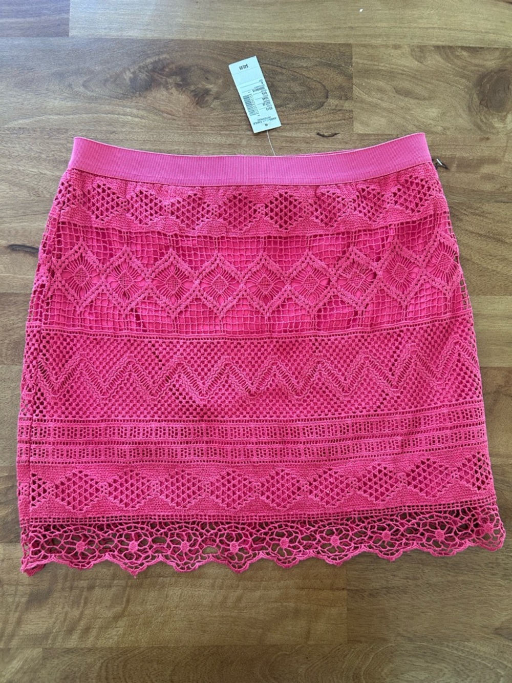 American Eagle Outfitters Deep Pink Crocheted Overlay Mini Skirt NWT Size 6